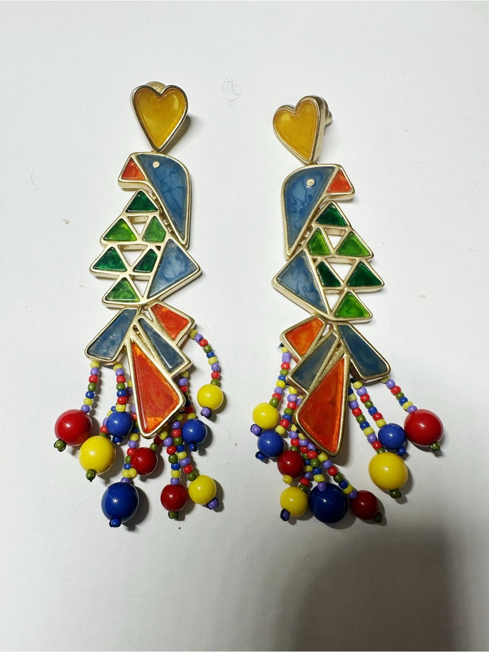 Tory Burch Parrot Bird Geometric Statement Earrings